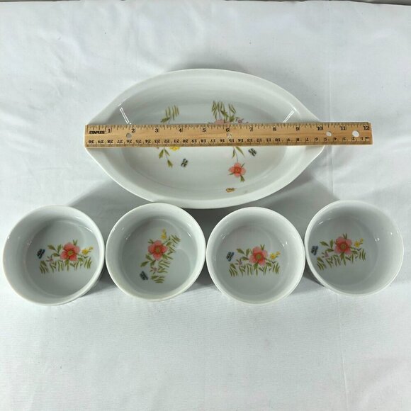 Country Flowers by Andrea Casserole Dish With 4 Serving Dishes - Picture 5 of 8